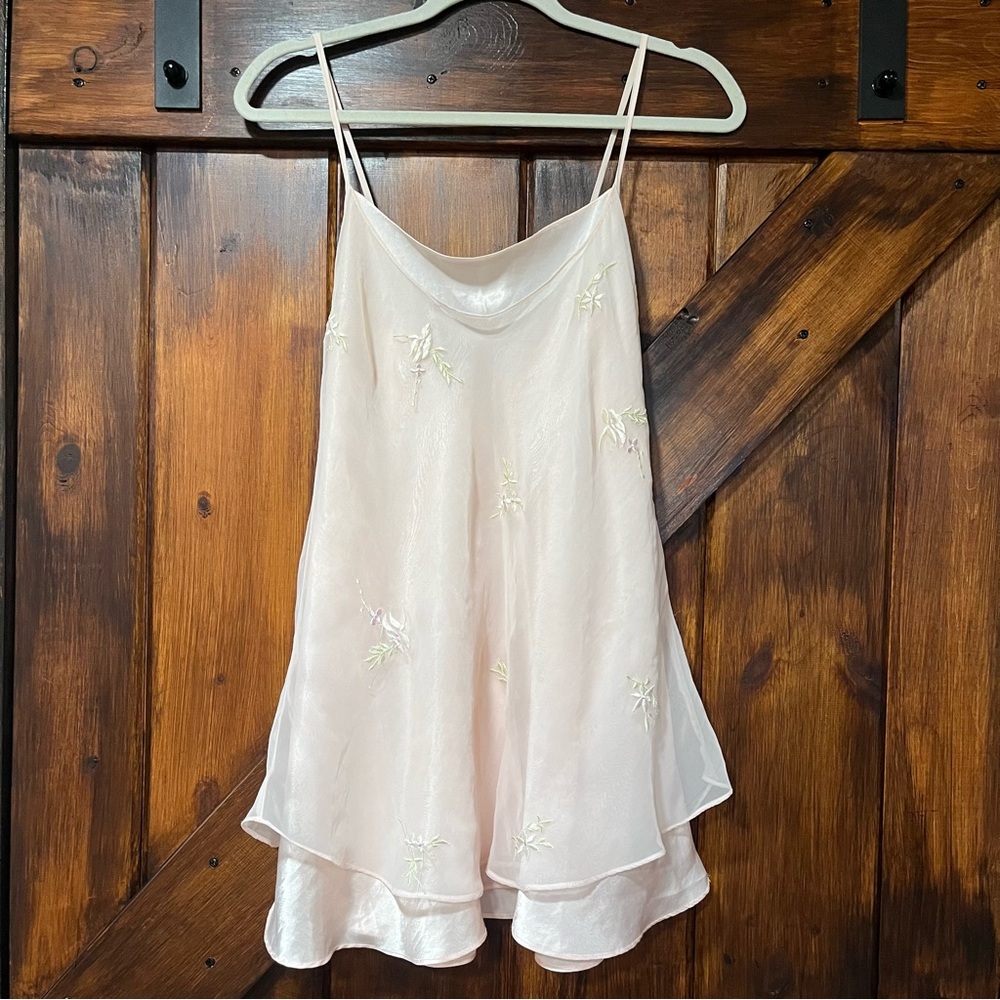 Light Pink Embroidered Slip Mini Dress - Unbranded